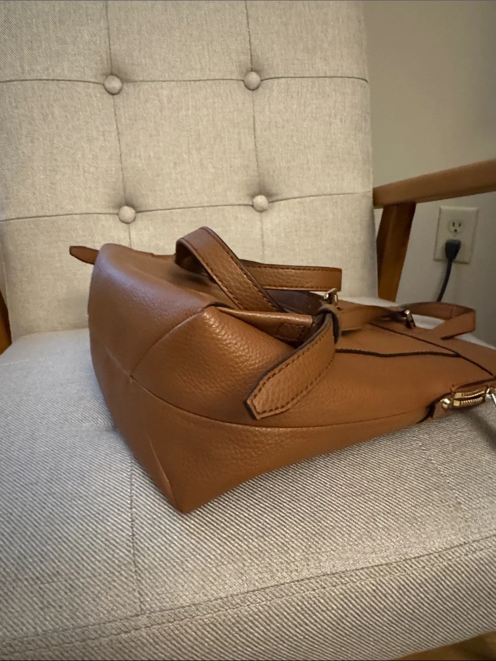 Michael Kors Chestnut Brown Pebbled Leather Backpack with Gold Hardware